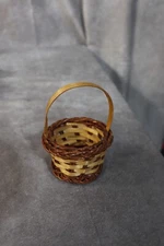 Mini Brown Round Fruit Wicker Decorative Basket 3.5"