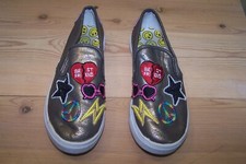 Justice sz 3 best friends slip on shoes Rainbow patches