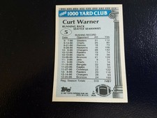Curt Warner Seattle Seahawks 1987 Topps 1000 YARD CLUB #4 BLANK FRONT RARE WOW