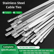 304 Stainless Steel Metal Zip Ties Heavy Duty Self Locking Cable Ties Reusable