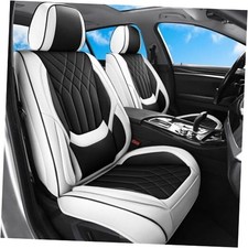 Car Seat Covers Front Seats, Luxury Leather Automotive Front Pair Black White