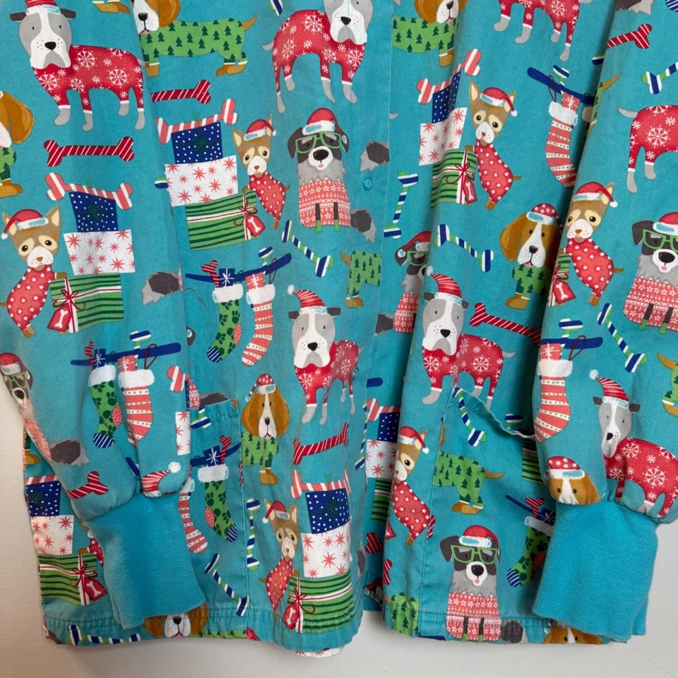 Chaqueta Médica Estampada UA Navidad Perros Frente a Presión Turquesa Talla Grande Foto 3 de 4