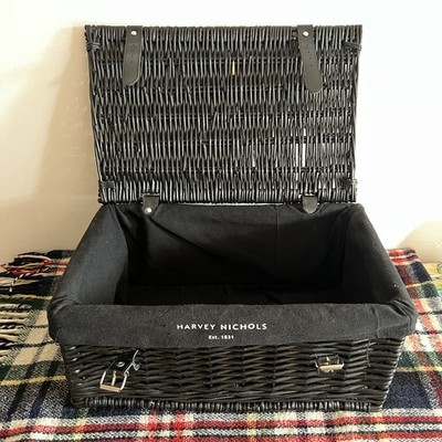 Harvey Nichols gefütterter Weidenkorb Korb schwarz (leer)
