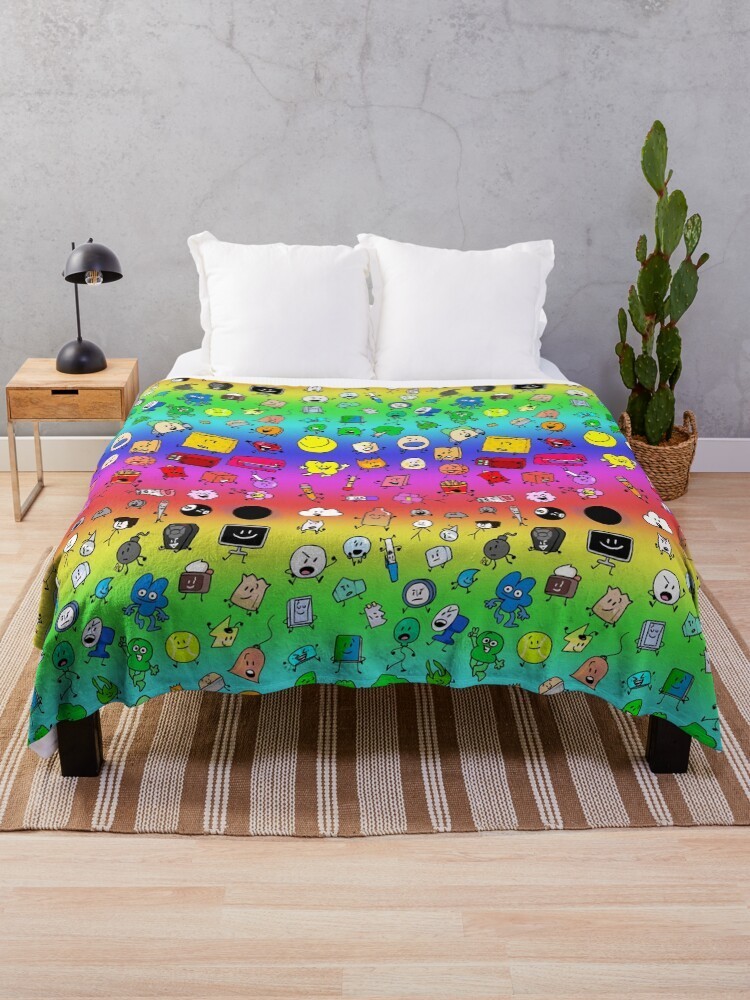 BFDI Plush Blanket | Battle for Dream Island Bedding | Rainbow Anime Throw