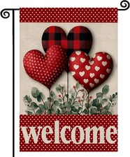 Valentines Day Love Heart Garden Flag12x18 Inch Double Sided Outside Annivers...