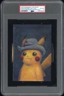 2023 POKEMON X VAN GOGH POSTCARD PIKACHU WITH GREY FELT HAT PSA 6