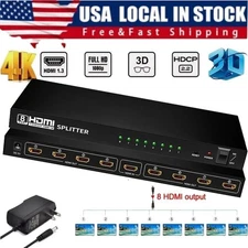 4K HDMI Splitter 1 in 8 Out, Powered 8 Port hdmi splitters Multi Monitor Outputs