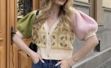 Zara Women s Knit Jacquard  Sweater Cardigan ...