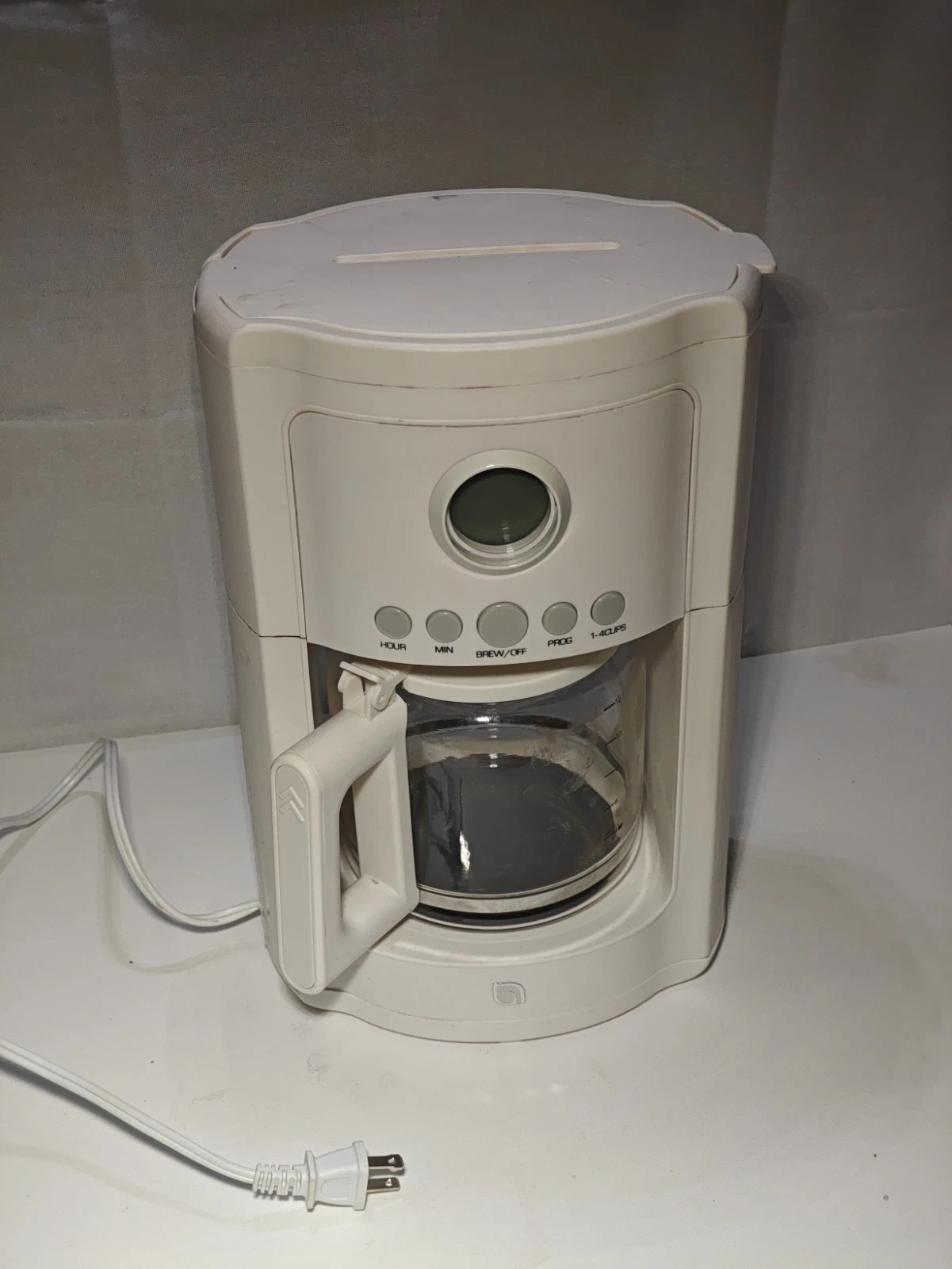 White Filter Coffee Machine 12-Cup Glass Carafe Programmable Control