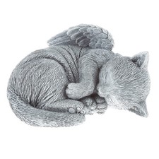 Cat Memorial Stone - Peaceful Sleeping Kitten Angel Statue for Finish