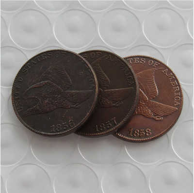 3PCS 1856/1857/1858 Flying Eagle Cent Very Good VG Coin UNITED STATES OF AMERICA