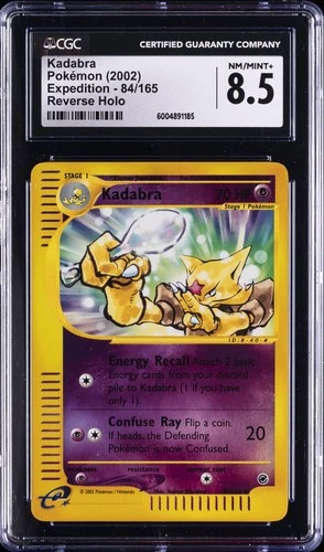 2002 POKEMON EXPEDITION, REVERSE HOLO #84/165 KADABRA CGC 8.5
