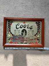Coors Vintage Beer Mirror with Wooden Frame Wall Decor 1970s Retro Style