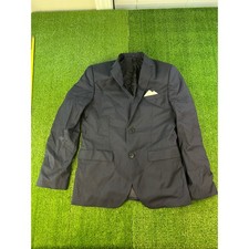 H M Men's Navy Blue Blazer Suit Jacket with White Pocket Square Size 38R