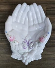 Vintage WESTMORELAND Milk Glass ROSES & BOWS Victoria Open Hands Dish
