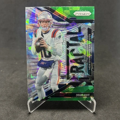 2025 Prizm Drake Maye Fractal #7 Green Ice Prizm Exclusive SP Patriots