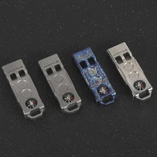 Titanium Alloy EDC Dual Tube Whistle with Compass   Outdoor Survival Tool 120DB