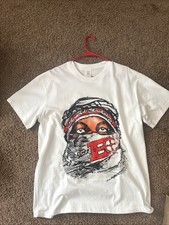 White and Red Designer Tee Size L 100% Cotton Made In USA