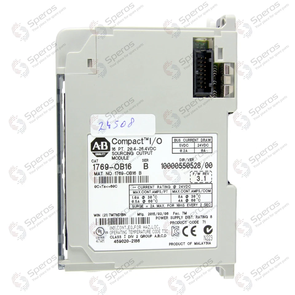 Módulo de salida de abastecimiento Allen Bradley 16 Pt 20,4-26,4 Vdc 1769-OB16 E/S compacta - Imagen 4 de 4