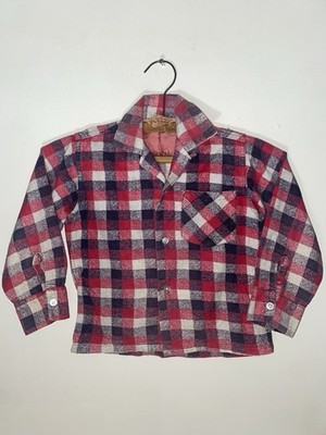 Rare Vtg Billy The Kid Red & Black Flannel Lumber Jack Sz S Sanforized