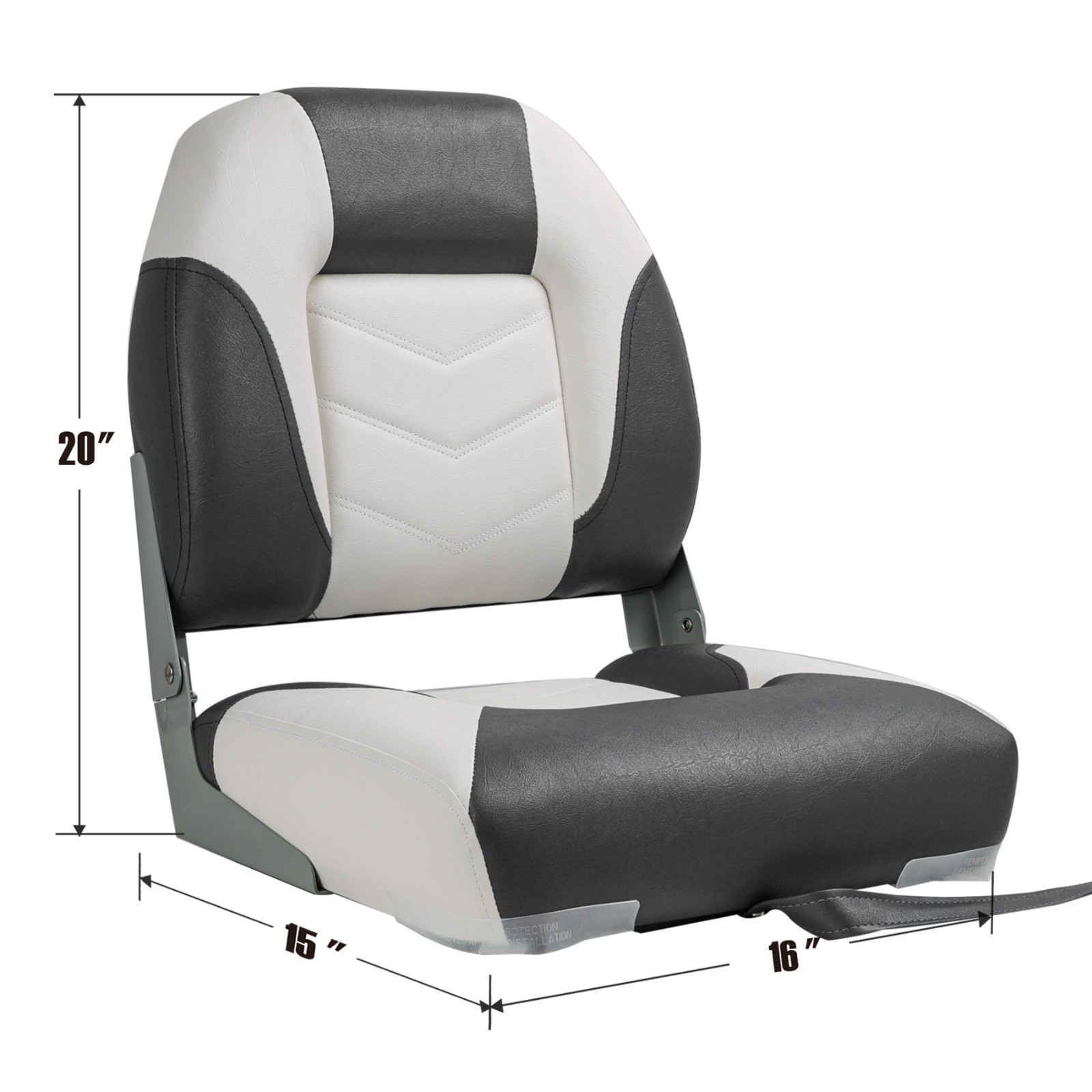 NORTHCAPTAIN Deluxe White/Charcoal Low Back Folding Boat Seat, 2 Seats