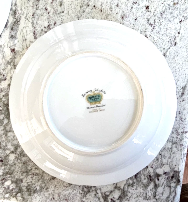 VINTAGE ROSSETTI SPRING VIOLETS RIM SOUP BOWLS -7 1/2", 4 TOTAL, Made in Japan - Image 3 of 3