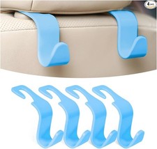Car Seat Headrest Hook, 4 Pack Auto Seat Hanger Storage Organizer for Sky Blue