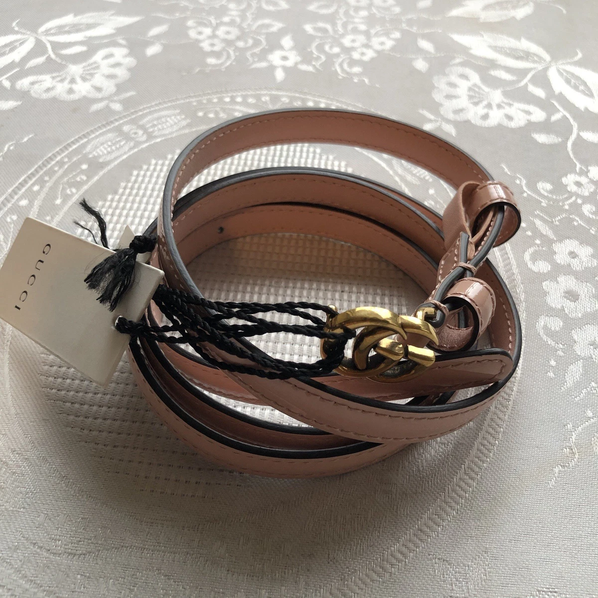 NEW Women’s GG Marmont Leather Thin Belt Pink 110 Cm 44 In 409417 Gucci Pink Belts for Women | eBay main image 2