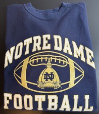 Vintage Notre Dame Fighting Irish Sweatshirt Mens Large Blue Champion Football