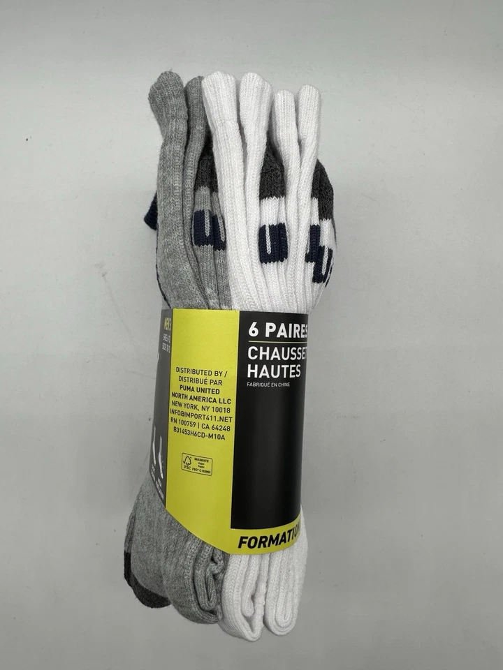 NEW 6 PAIR MENS PUMA TRAINING VENTILATION SPORT CUSHION CREW SOCKS SIZE 8-12 - Image 3 of 4