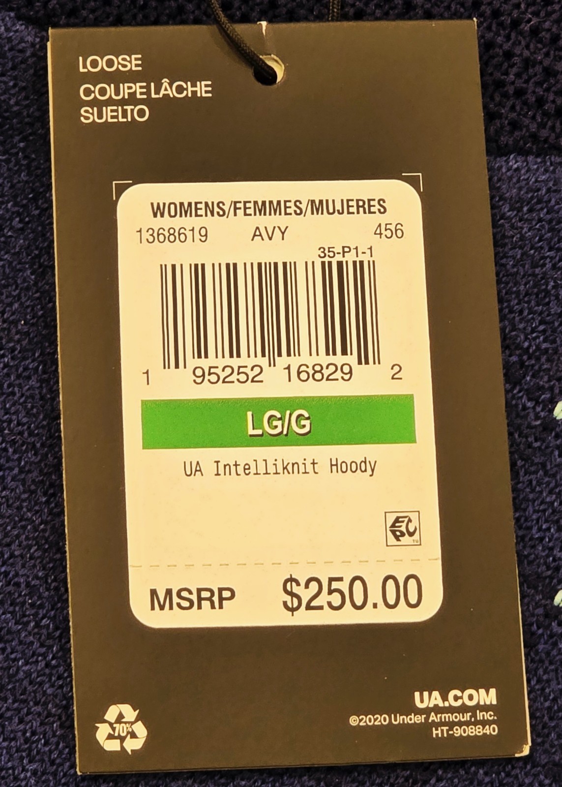 Women's Under Armour USA Intelliknit Hoody Fleece Jacket Blue Sz Large 1368619 thumbnail 3