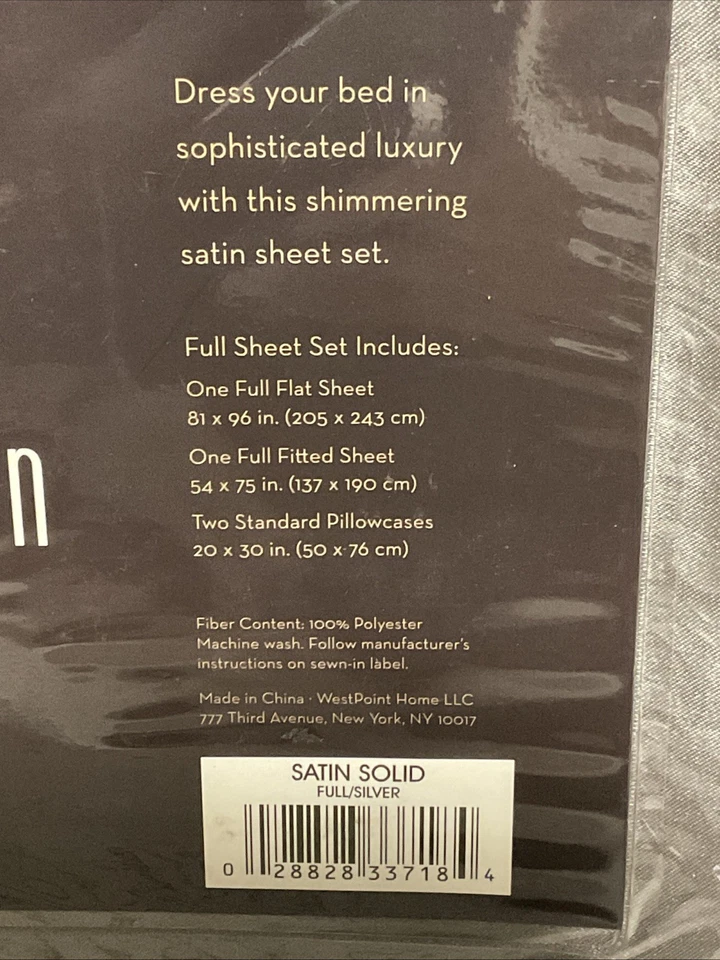 🥥 Juego de sábanas completas de plata satinada de seducción poliéster satinado brillante lujo🆕 Foto 3 de 3