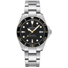 New Certina DS Action Diver 40.5mm Black Dial Steel Men's Watch C0484071105101