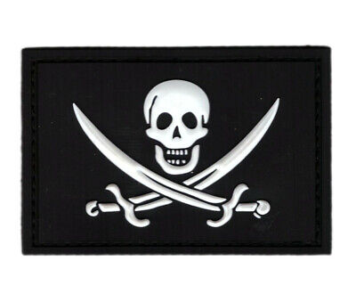 PIRATE FLAG PATCH JOLLY ROGER Skull Red with VELCRO® Brand Fastener 