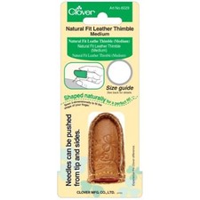 Clover Natural Fit Leather Thimble Small 3D Finger Shape Cowhide Safety