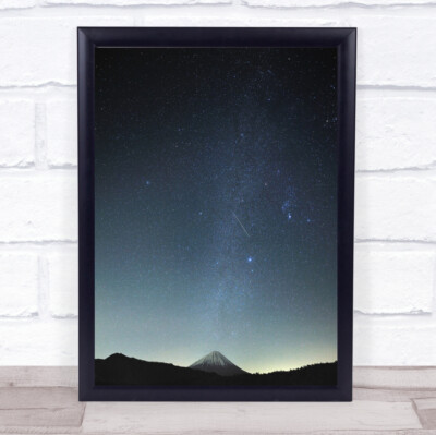Meteor Nacht Vulkan Berg Sterne Himmel Japan Sternenhimmel Wandkunstdruck