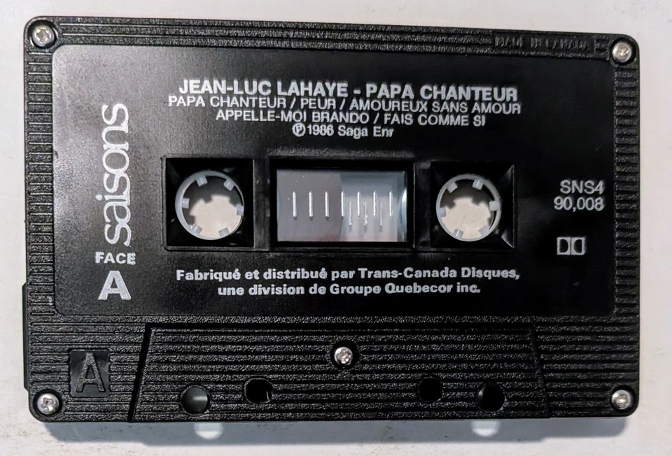 Jean-Luc Lahaye - Papa Chanteur (1986) - Canada - Cassette VG+ (Tested) - Image 4 of 4
