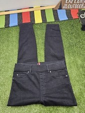 spanx pull on ankle jeans slim fit mid rise size medium color black dark wash