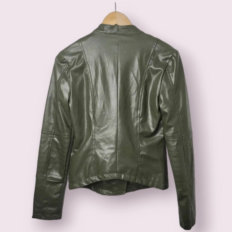 Jack by Bb dakota зеленый кожаный moto куртка размер очень маленький - Изображение 3 из 4