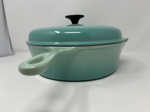 Poêle à frire LE CREUSET Cool Mint en FONTE émaillée avec couvercle 3 QT. 2 becs - Photo 7/12