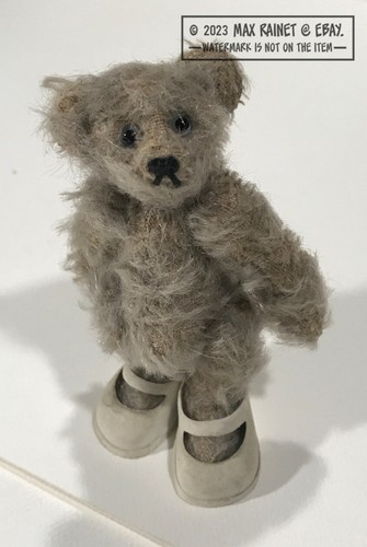 MINIATURE artist TEDDY gray mohair ROOSEVELT BEAR CO 4" by Cathy Peterson 1988 - Picture 18 of 24