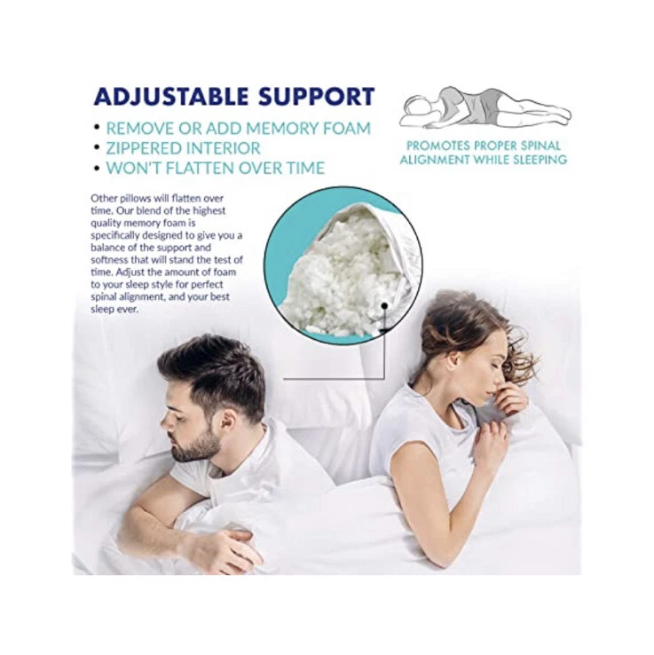 EnerPlex Never Flat 2 Pack Luxury King Size Pillow Adjustable
