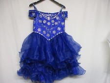Women's Blue Cap Sleeve Front Beaded Lace Prom dress Size       +P-5
