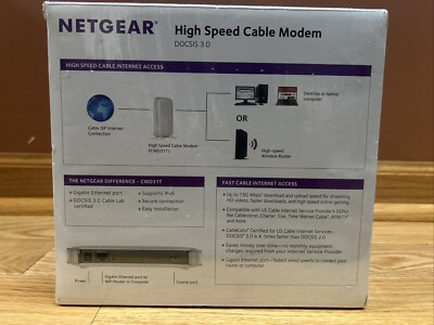 NETGEAR (CMD31T-100NAS) High Speed Cable Modem DOCSIS 3.0  BRAND NEW
