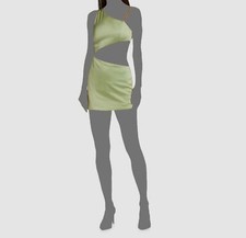 $395 Alice + Olivia Women's Green One-Shoulder Cutout Karoline Dress Size 10