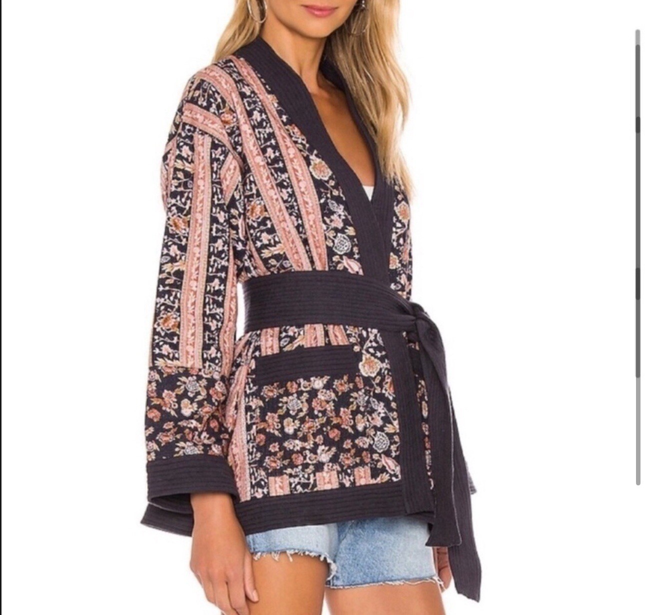 Cleobella Reversible Patchwork Mixed Print Kimono… - image 2