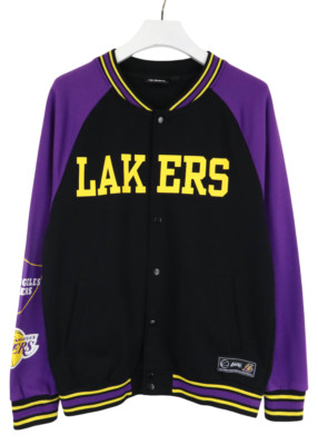 Primark NBA La Lakers Jacke Herren Groß Varsity Sport Basketball Snap Knöpfe