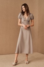 Anthropologie BHLDN Shelley Satin Midi Dress Gray Size 8