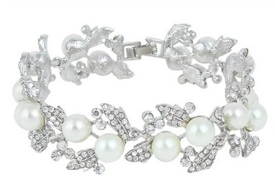 Braut Hochzeit Luxus Kristall Perlen Armband Schmuck 19 cm