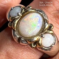 Australian Opal Trio Ring. Bezel-Set in Sterling Silver Video